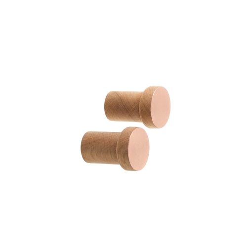 Wieszak ścienny COPPER 3 cm z drewna dębowego i szczotkowanej miedzi.