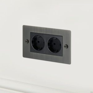 Gniazdo podwójne 2G Euro Socket - Palony brąz [C - Mg944] Standard angielski
