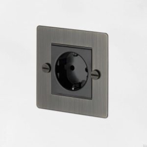 Gniazdo pojedyncze 1G Euro Socket - Palony brąz [C - Mg844] Standard angielski