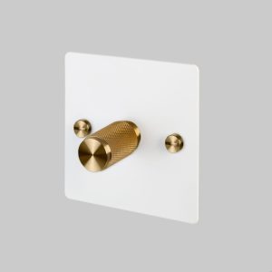 Włącznik - Premium 1G Dimmer Biały/Mosiężny [El130P] Standard angielski