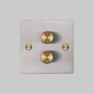 Włącznik - Premium 2G Dimmer Stalowy/Mosiężny [El210P] Standard angielski