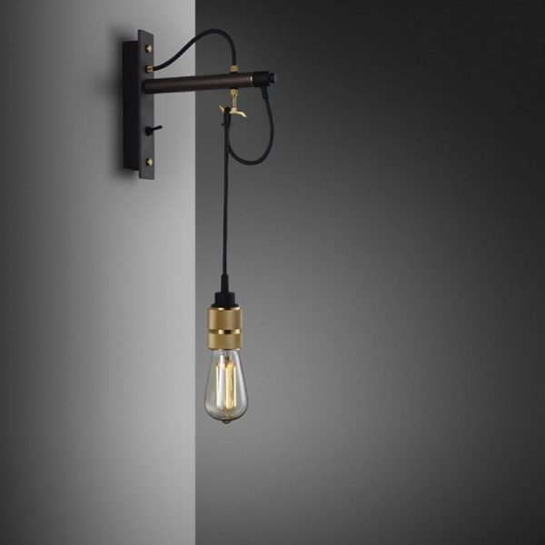 Lampa Hooked Wall Nude Grafitowa/Mosiądz [A900]