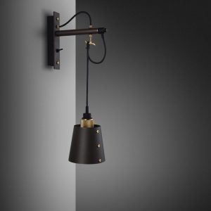 Lampa Hooked Wall Small Grafitowa/Mosiądz [A901]