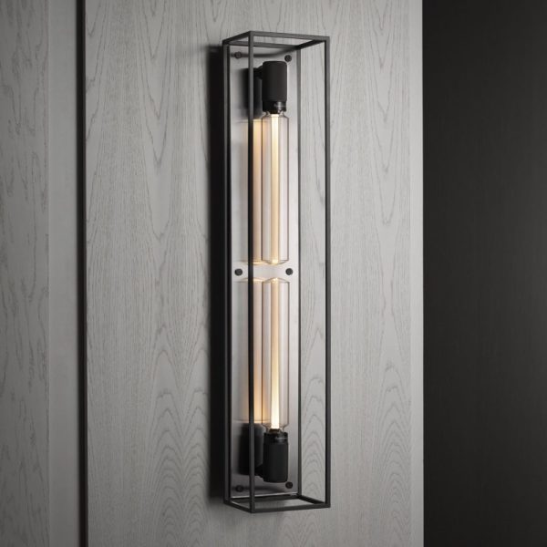 Lampa ścienna 2.0 X - Large - tuba ze szczotkowanej stali / bustera