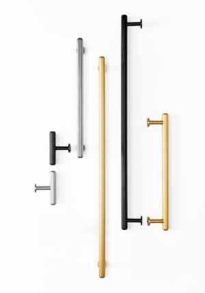Gałka meblowa T - Bar Rille Mini Aluminiowa Srebrna Szczotkowana