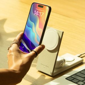 Native Union Rise 3 - in - 1 Qi2 Wireless Charger - bezprzewodowa ładowarka Qi2 15W do trzech urządzeń kompatybilna z MagSafe (sandstone)