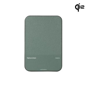 Native Union (Re)Classic Qi2 Power Bank - magnetyczny powerbank 5000 mAh kompatybilny z MagSafe i Qi2, kabel USB - C - USB - C 15 cm w zestawie (slate green)