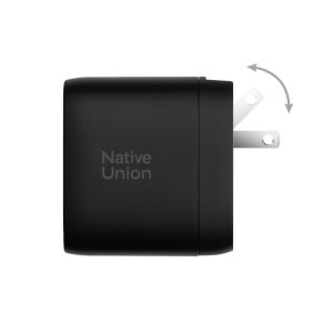 Native Union Fast GaN Charger - ładowarka 67W PD, 2x USB - C, adaptery US/UK/EU w zestawie (black)