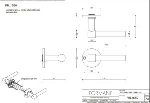 Klamka drzwiowa Formani ONE BB PBL15/50 - Złoty satynowy PVD