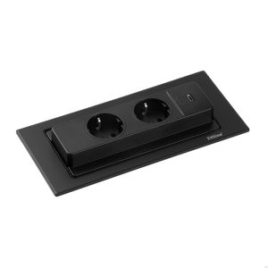Gniazdo podwójne Backflip z USB – C Czarne Matowe