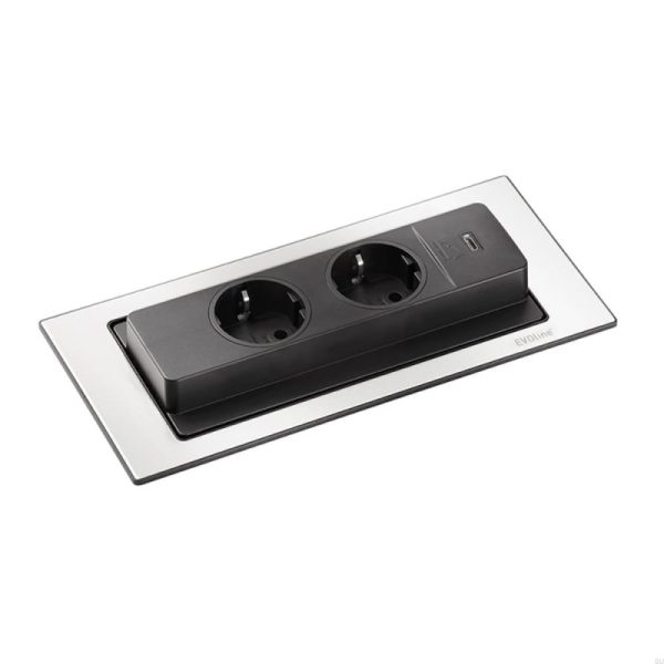 Gniazdo podwójne Backflip z USB - C Srebrne