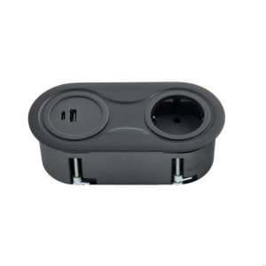 Gniazdo podwójne z USB Infini Czarne Matowe
