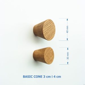 Gałka meblowa Basic Cone 40 Drewniana Dębowa Olej Twardy Bezbarwny Połysk