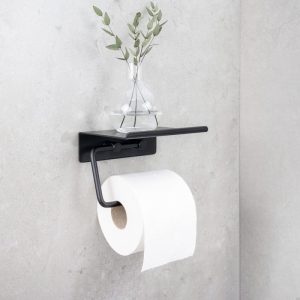 Uchwyt na papier toaletowy z półką Base Chrom Polerowany