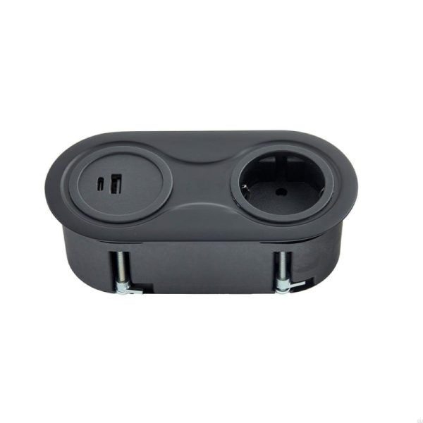 Gniazdo podwójne z USB Infini Czarne Matowe