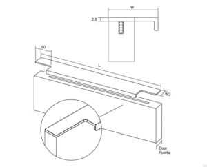 Uchwyt meblowy krawędziowy Linear 247 Aluminiowy Srebrny