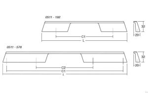 Uchwyt meblowy podłużny Rail 1120 Aluminiowy Złoty Szczotkowany Cava (prawy)