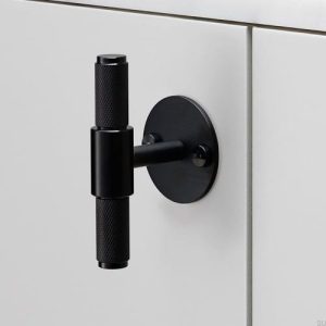 Uchwyt meblowy z podkładką T - BAR PLATE Cross Metalowy Czarny