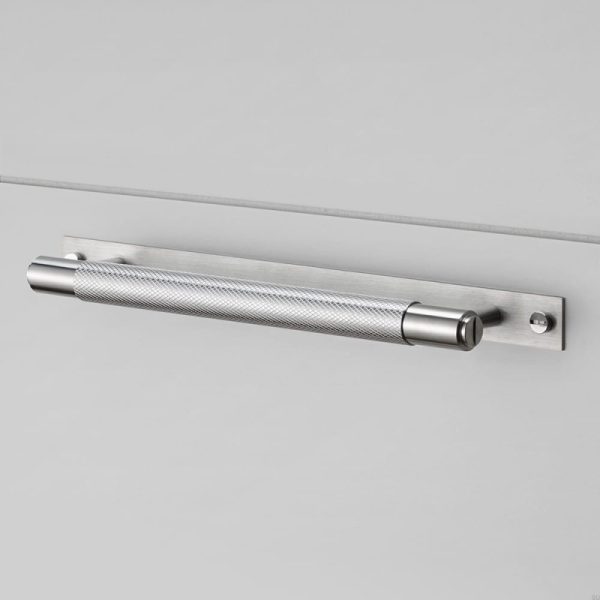 Uchwyt meblowy z podkładką Pull Bar Plate Large Cross Stalowy Srebrny