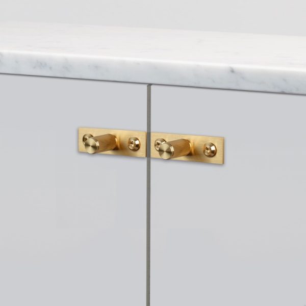Gałki meblowe z podkładką FURNITURE KNOB PLATE LINEAR Mosiężne Złote (zestaw)