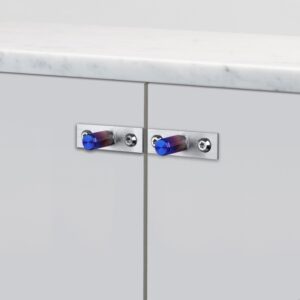 Gałki meblowe z podkładką FURNITURE KNOB PLATE LINEAR Stalowe Podpalane (zestaw)