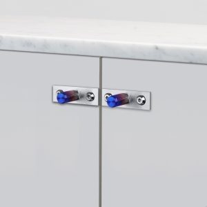 Gałki meblowe z podkładką FURNITURE KNOB PLATE LINEAR Stalowe Podpalane (zestaw)