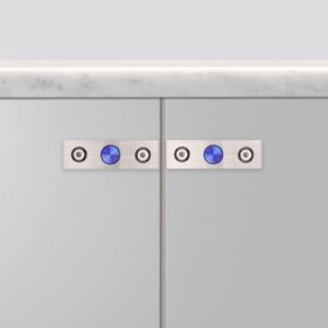 Gałki meblowe z podkładką FURNITURE KNOB PLATE LINEAR Stalowe Podpalane (zestaw)