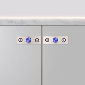 Gałki meblowe z podkładką FURNITURE KNOB PLATE LINEAR Stalowe Podpalane (zestaw)