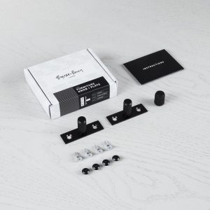 Gałki meblowe z podkładką FURNITURE KNOB PLATE LINEAR Metalowe czarne (zestaw)