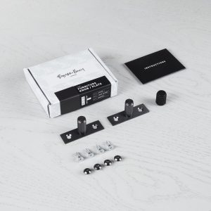 Gałki meblowe z podkładką FURNITURE KNOB PLATE LINEAR Gun metal (zestaw)