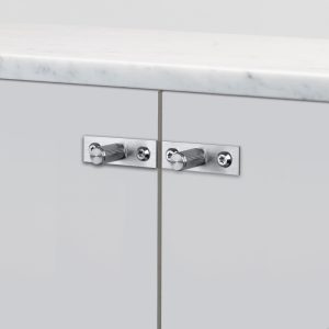 Gałki meblowe z podkładką FURNITURE KNOB PLATE LINEAR Stalowe Srebrne (zestaw)
