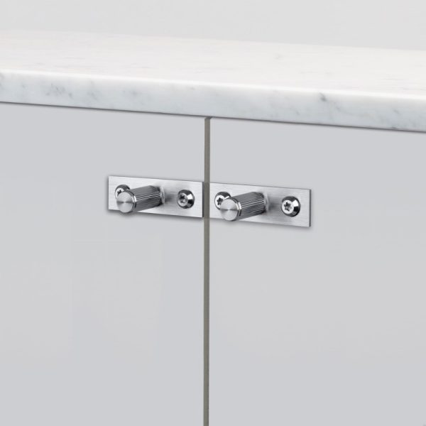 Gałki meblowe z podkładką FURNITURE KNOB PLATE LINEAR Stalowe Srebrne (zestaw)