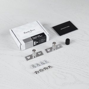 Gałki meblowe z podkładką FURNITURE KNOB PLATE LINEAR Stalowe Srebrne (zestaw)