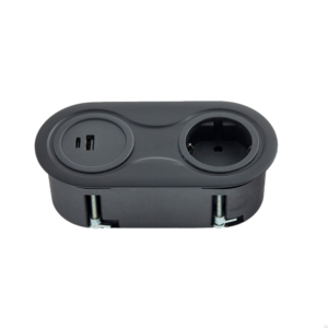 Gniazdo podwójne z USB Infini Czarne Matowe