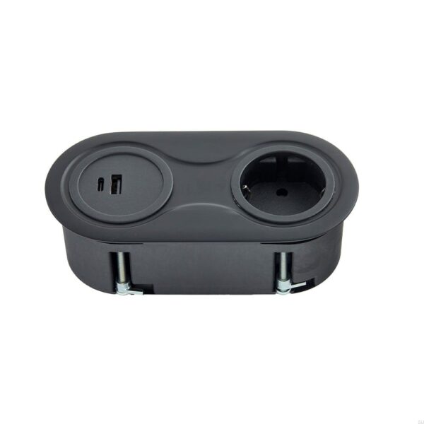 Gniazdo podwójne z USB Infini Czarne Matowe
