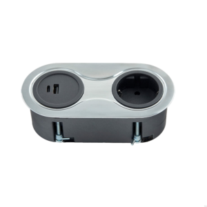 Gniazdo podwójne z USB Infini Srebrne Szczotkowane