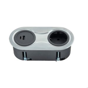Gniazdo podwójne z USB Infini Srebrne Szczotkowane