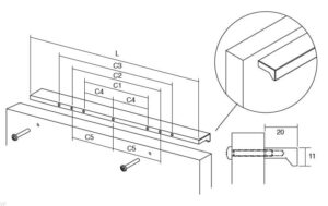 Uchwyt meblowy podłużny Angle 120 aluminiowy anodowany