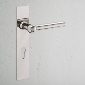 Harper Long Plate Unsprung Door Handle & Euro Lock - Polished Nickel