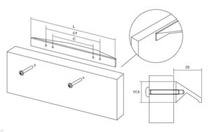 Uchwyt meblowy podłużny Cutt 320/896