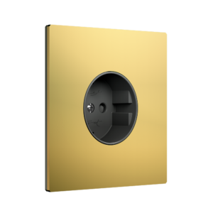 Gniazdo 230V (schuko) w ramce satin golden brass