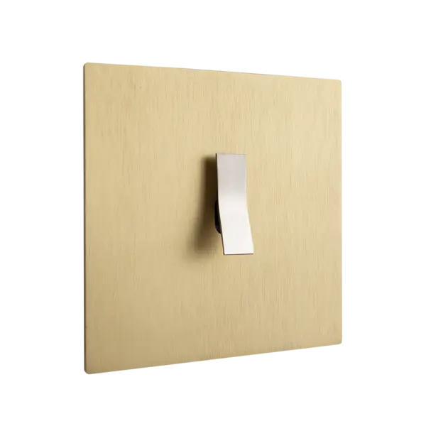 Włącznik pojedynczy w ramce brushed golden brass z kolekcji Bridge