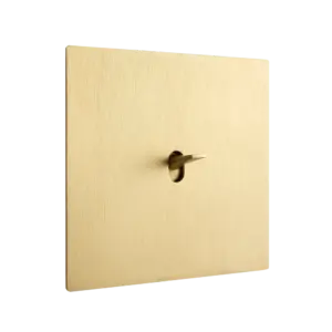 Włącznik pojedynczy w ramce brushed golden brass z kolekcji Font 5.1