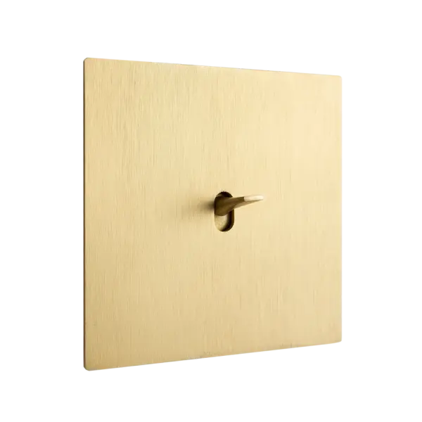 Włącznik pojedynczy w ramce brushed golden brass z kolekcji Font 5.1