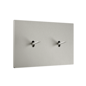 Włączniki w ramce 2-krotnej brushed silver aluminium z kolekcji Font 5.1