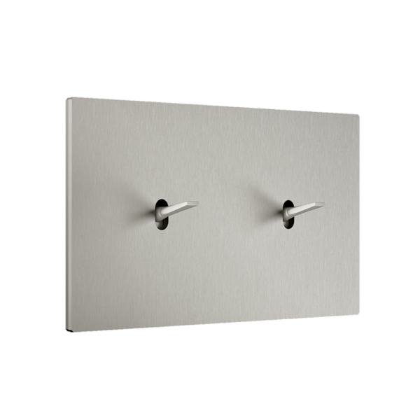 Włączniki w ramce 2-krotnej brushed silver aluminium z kolekcji Font 5.1