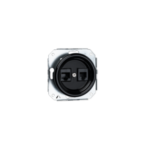 Ceramiczne podtynkowe gniazdo RJ11 + RJ45 czarne