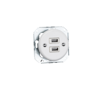 Ceramiczne podtynkowe gniazdo 2 x USB białe