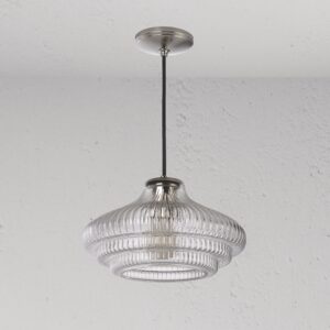 Brookfield średnia lampa wisząca z ryflowanym szkłem – Polerowany nikiel
