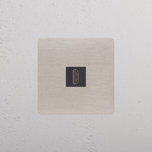 Kew Gniazdo HDMI w pojedynczej ramce – Satynowy nikiel, Czarny